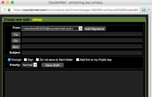 Composing an email (default theme).
