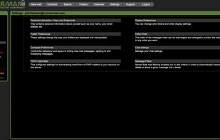 Countermail's settings menu.