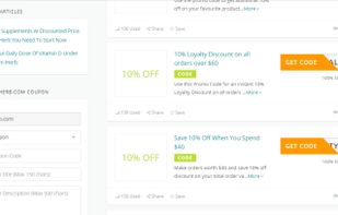 coupons of the store.