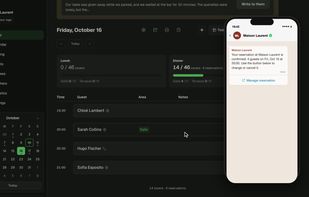The diary, with the guest's WhatsApp confirmation