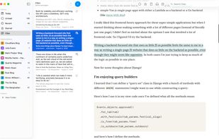 The Clips library, where saved passages are kept together with the article and feed they came from.