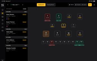 Manage your floor and see instant status of guest arrivals and seatings.
