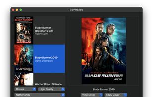 CoverLoad dark mode UI showing view for downloading movie poster art
