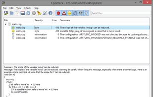 Cppcheck screenshot 1