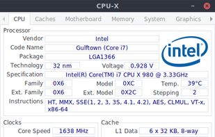 CPU-X (by X0rg) screenshot 1