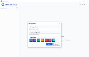 Workspace creation window