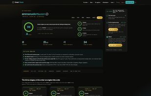 A CrawlCheck report: grade, AI visibility score and the three stages (Reach, Read, Quote), with every finding named.