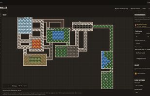 Design interconnected dungeon Floors with custom rooms, terrain, Neighborhoods, and discoverable locations.