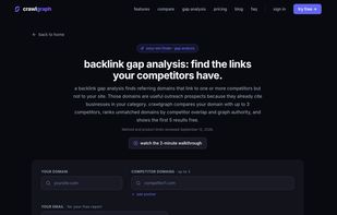 Competitor backlink gap analysis dashboard.