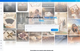 Paste a product URL — CreaScale generates static ad creatives on your real product. First ad free, no card.