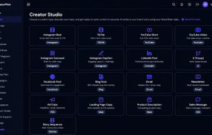 Creator Studio
Creator Studio generates ready-to-use content for Instagram, TikTok, YouTube, LinkedIn, Facebook, blogs, email, ads and more using AI and your brand voice.