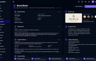 Brand Brain
Brand Brain stores your brand identity, voice, target audience, offers and content pillars so AI-generated content stays consistent and on-brand.