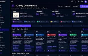 30-Day Content Plan
Generate a complete 30-day content strategy tailored to your brand, goals and content pillars, with platform-specific posts ready to schedule.
