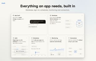 Each app comes with a database, sign-on, schedules, monitoring and connectors, so there's no infrastructure to set up.