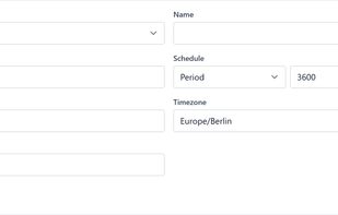 Creating a check: a simple period, a cron expression or a systemd OnCalendar schedule, with a timezone, a grace period and tags. The next expected runs are previewed live as you type.