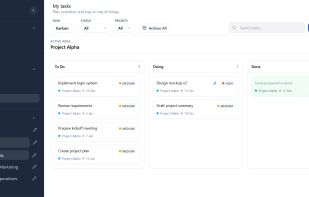Kanban board — visualize progress, not just tasks.

Move work between stages and keep momentum without micromanaging.