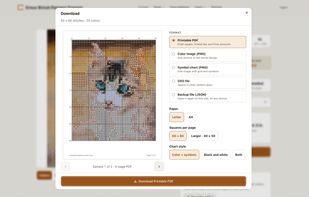 Free printable PDF up to 60 × 60 stitches