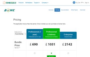 Crossbill Authority application pricing page