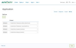 Crossbill Authority product configuration