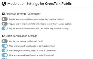 CrossTalk Dashboard Moderation tools
