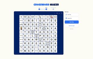 A finished crossword — the grid and a clue for every answer, generated for you