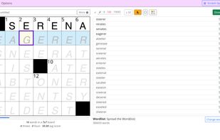 Crossword construction showing fill suggestions