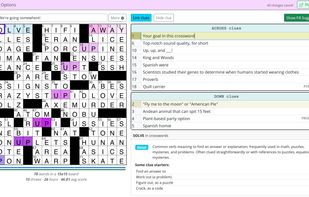 Crossword construction page showing completed puzzle