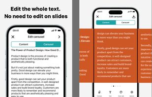Edit or create the whole text on a content tab, no need to edit text on slides.