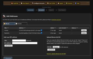 Cryptocurrency addresses are added directly into CryptFolio