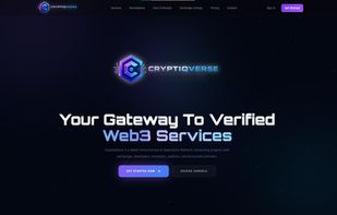 CryptiqVerse homepage — "Your Gateway To Verified Web3 Services." A Web3 Infrastructure & Operations Platform connecting projects with exchanges, developers, marketers, auditors, and ecosystem partners.
