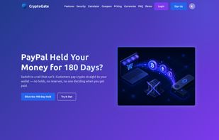 Landing page: accept crypto straight to your own wallet, no KYC and no chargebacks.