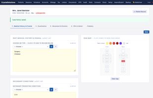 Case History — pain map & medical history