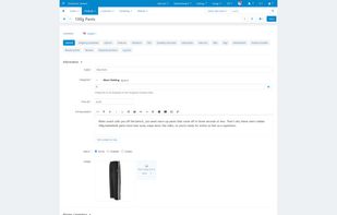 Product editing page