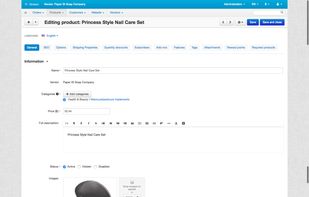 Product editing page