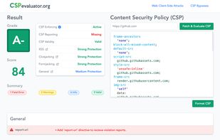 CSP evaluator screenshot 1
