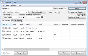 CSV2QBO (CSV to QBO Converter) screenshot 1