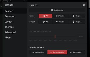 Some of the reader settings