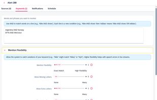 Alert - keywords and flexibility