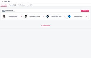 Alert - selection of media sources to monitor