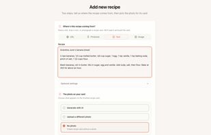Add a recipe from a link, Pinterest, text or a photo