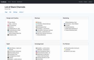 The main bookmarks page.