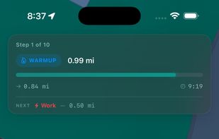 iPhone screen during workout