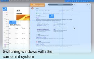 Window switching with hints in Window Mode