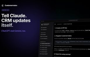 Connect Claude Code, Claude Desktop, Codex, Cursor, Gemini, or ChatGPT in two minutes via a native MCP integration. The AI tools your team already uses handle the data entry, so the pipeline updates itself.