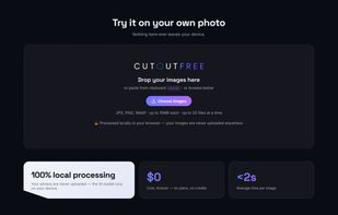 Drag and drop or paste any photo directly into the browser. Everything runs 100% locally, with no image ever uploaded to a server.