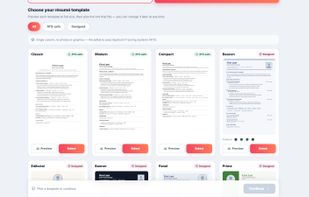 Choose from 35+ ATS-safe and designed resume templates