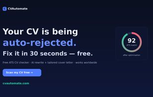 CVAutomate Landing Page and Hero Section