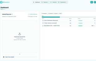 Upload resumes in PDF, .docx, images, or even LinkedIn urls.