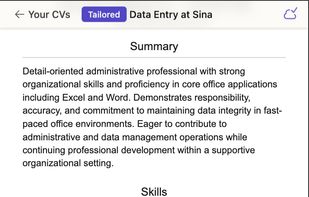 CV editor on mobile.