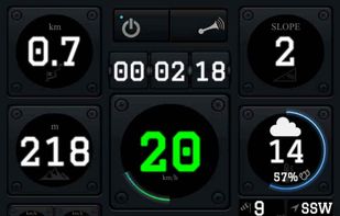 Main dashboard of Cyclope with the performance of the cyclist at the top and the 3D map at the bottom.